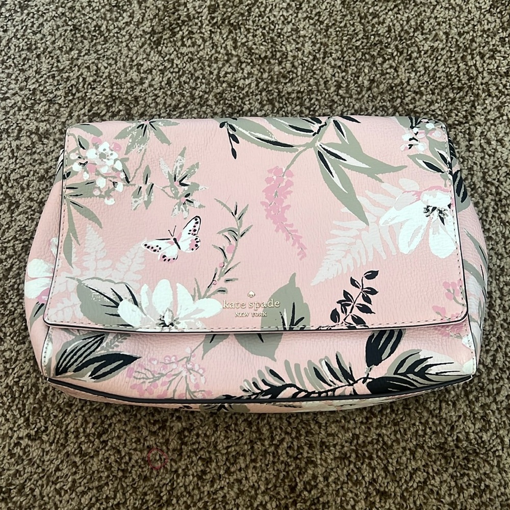 Kate Spade Pink Flower & Butterfly Bag With Chain Strap